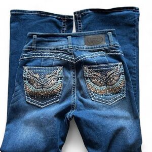 SEXY High Waist Bell Bottom Rhinestone Flare Jeans – Size 9/10 –